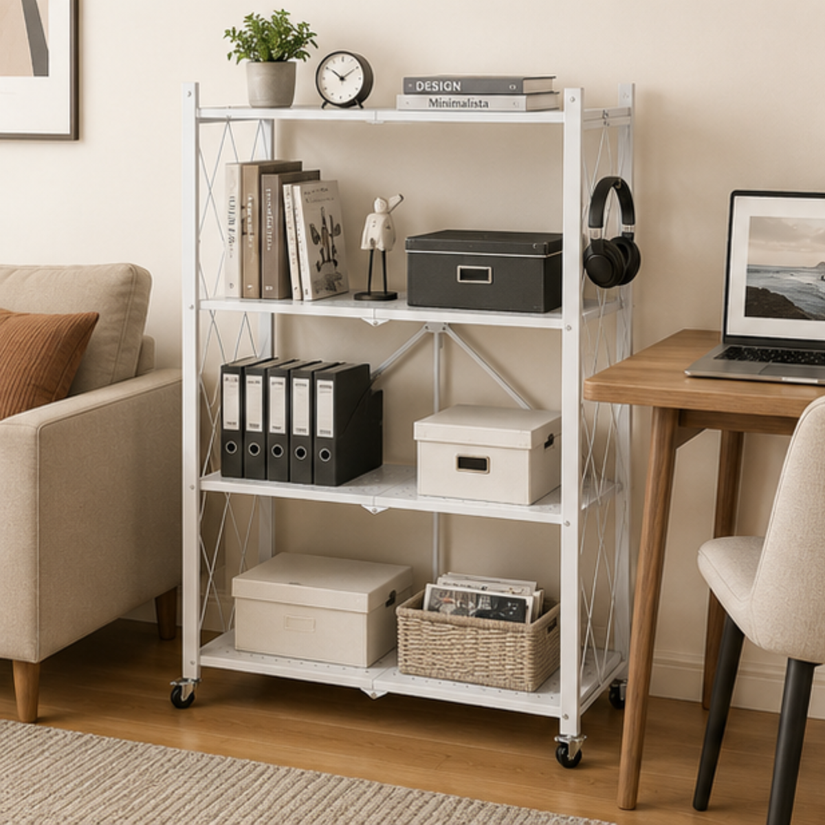 Multi-Use Heavy Duty Foldable Storage Shelf with Wheels