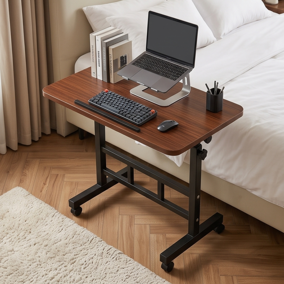 Multi-Use Height Adjustable Rolling Laptop Table with Wheels