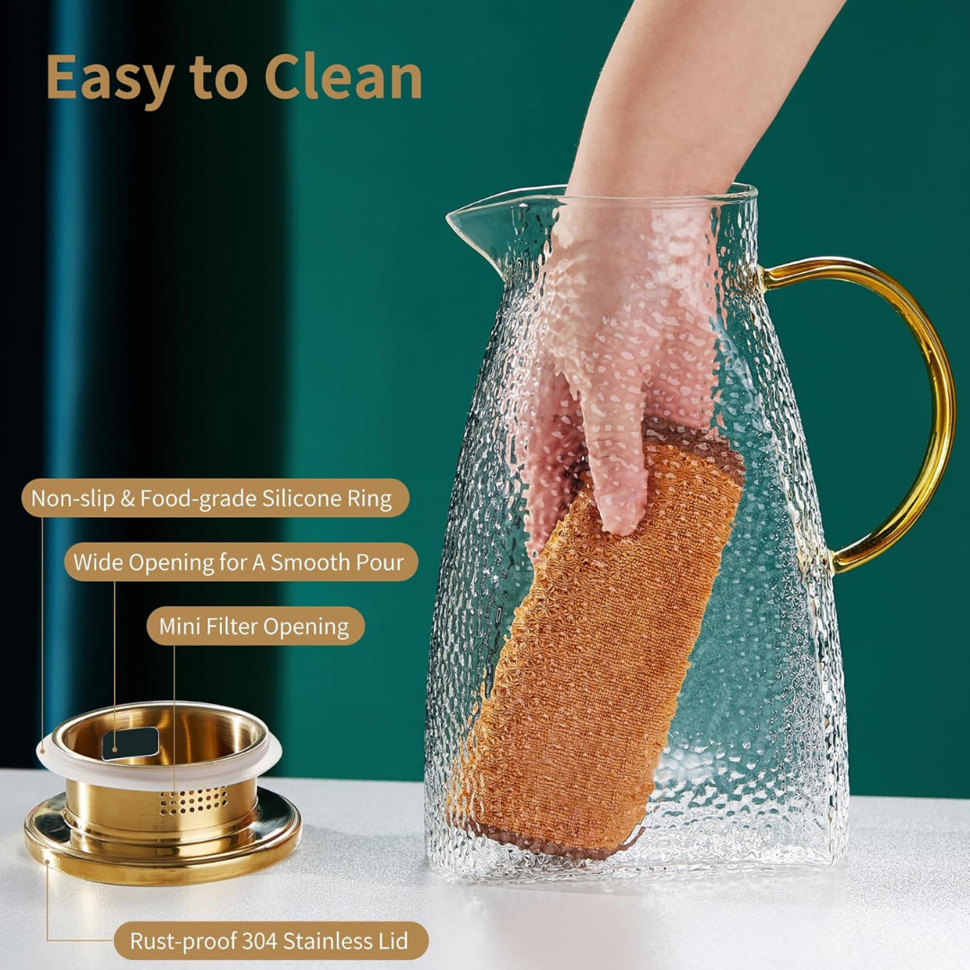 HOMERO Elegant Heat-Resistant Glass Water Bottle Large Capacity - 1600ml