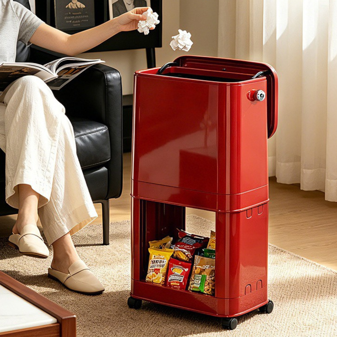Multifunctional 2 Layer Portable Kitchen Waste Bin with Odour Control and Smooth Mobility