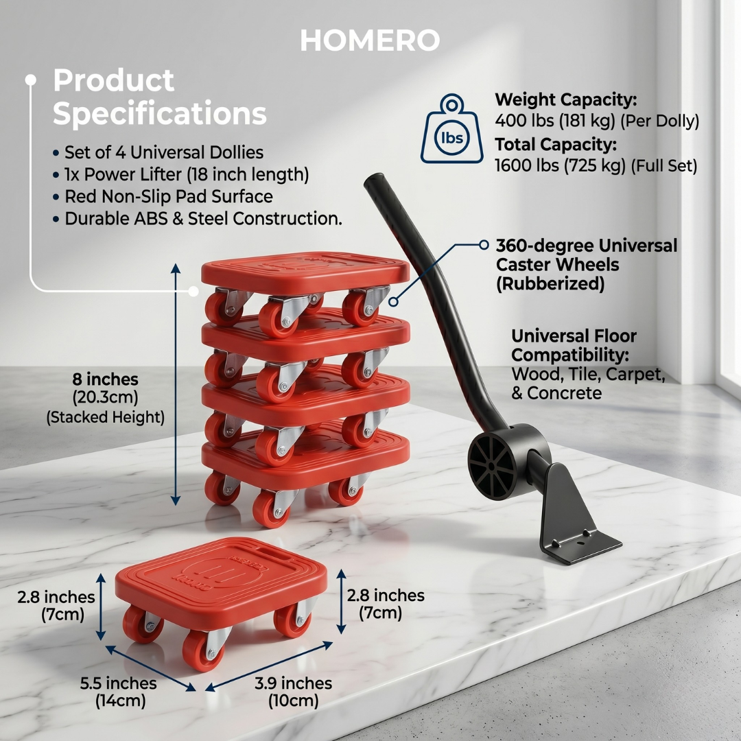 Heavy Load Furniture Shifter Kit with 360° Universal Rotating Wheels