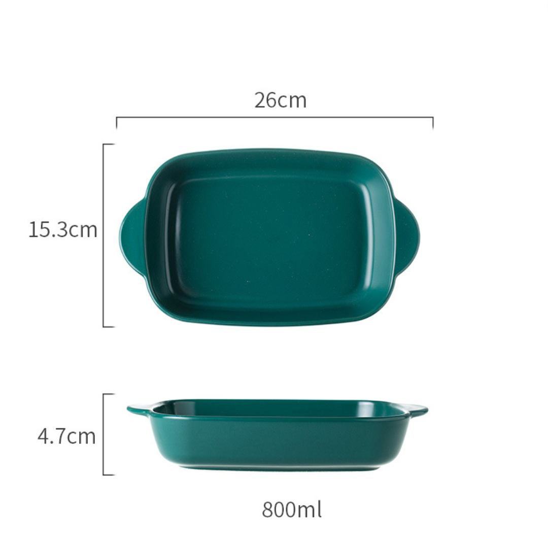 HOMERO Premium Ceramic Multi-Use Serving Tray with Dual Handles