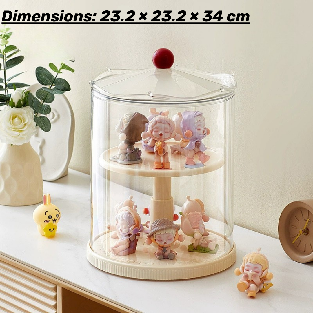 360° Rotating Collectible Display Organize Stand with Dustproof Lid