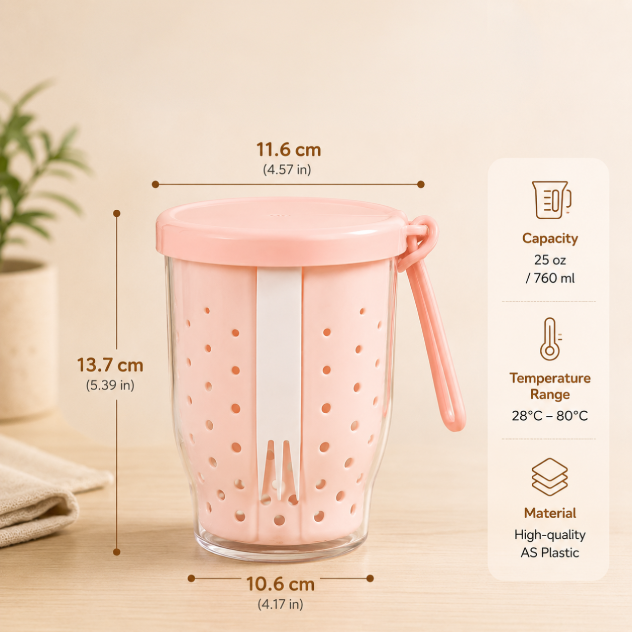 Multi Functional Travel Fruit Storage Cup With Fork - 760ML Capacity
