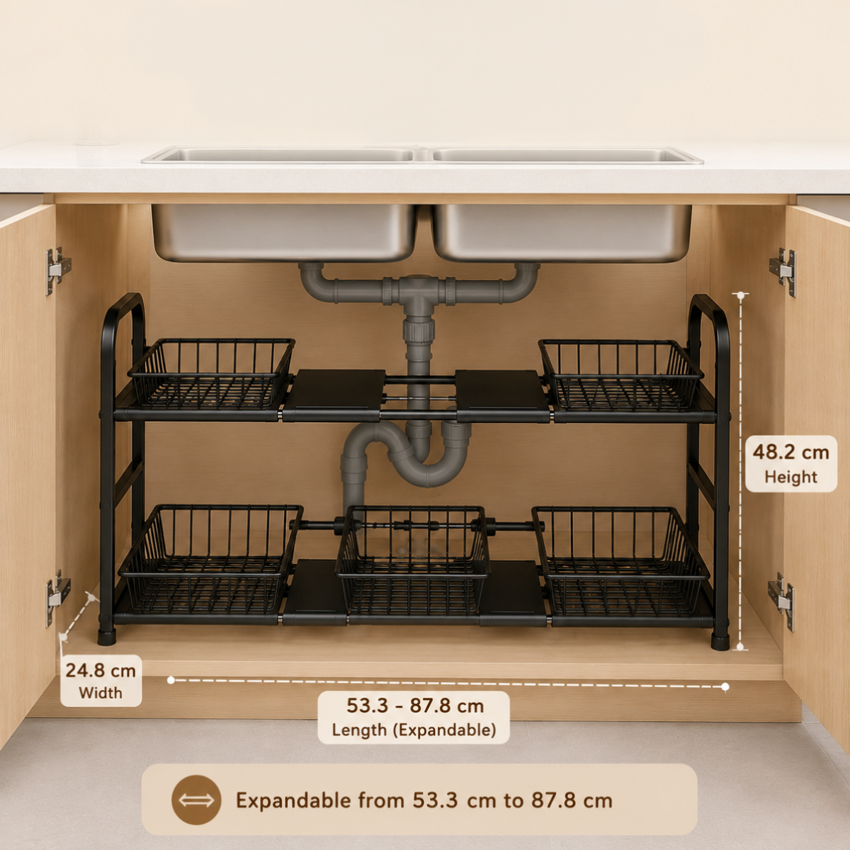 Homero 2 Layer Expandable Under Sink Storage Rack