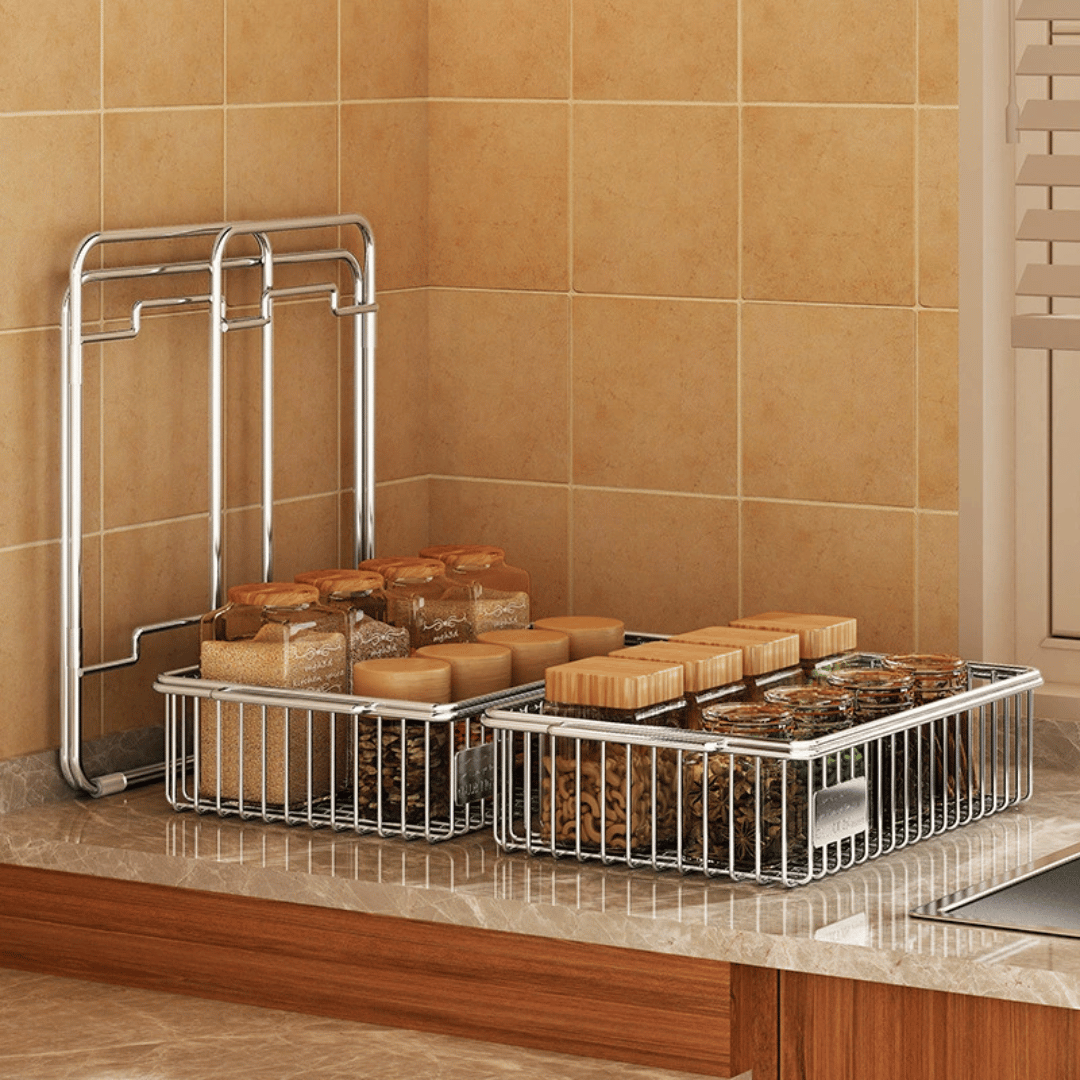 Premium 304 Stainless Steel Two Tier Countertop Storage Organizer Rack