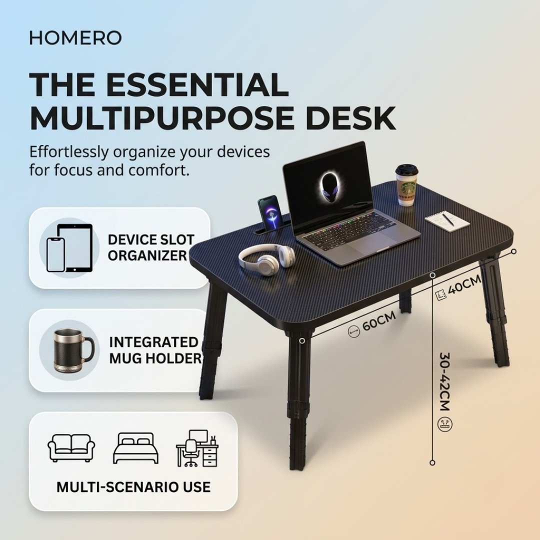 Carbon Fiber Height Adjustable Multipurpose Laptop Study Table