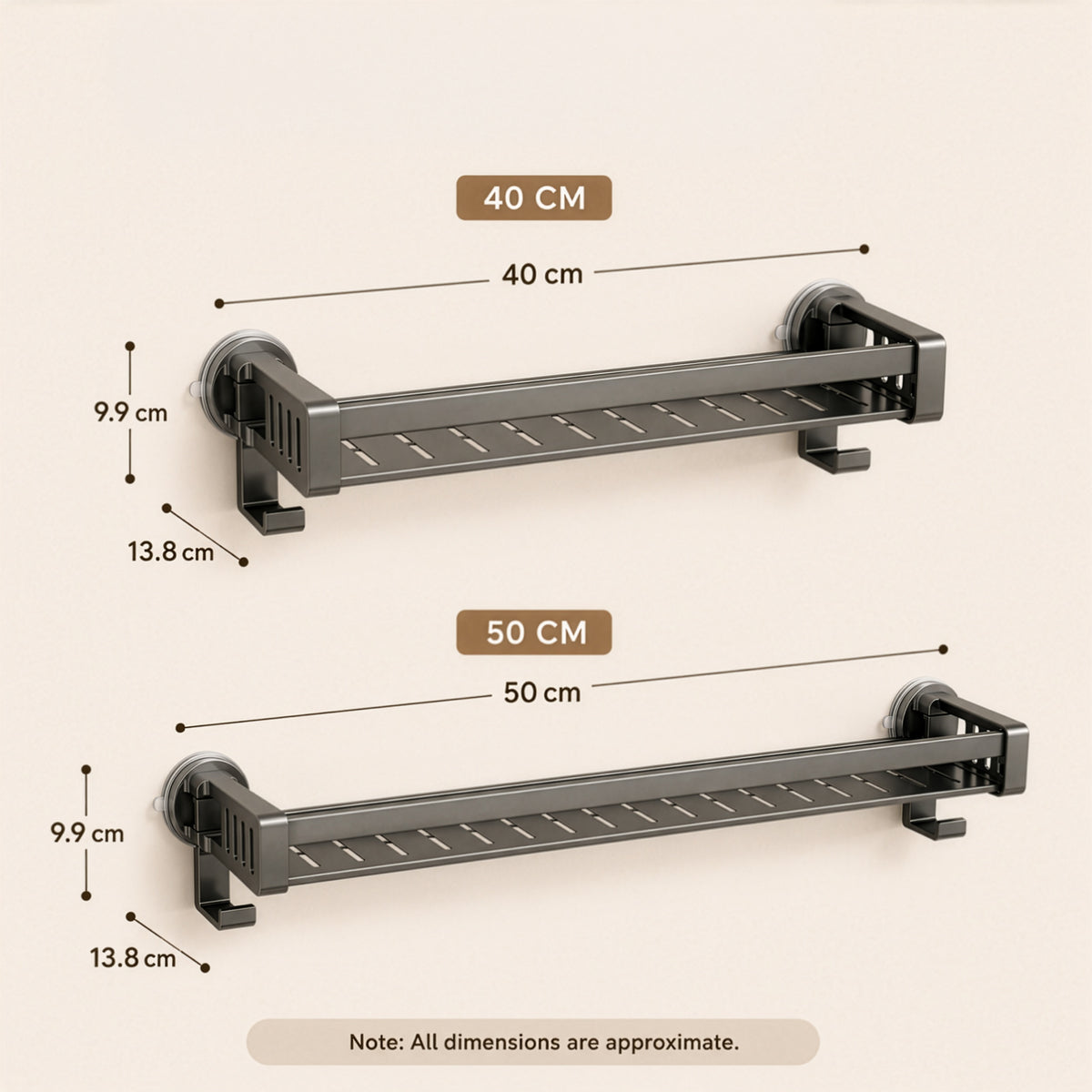 Homero Suction Cup Wall Mounted Kitchen Rack with Hook