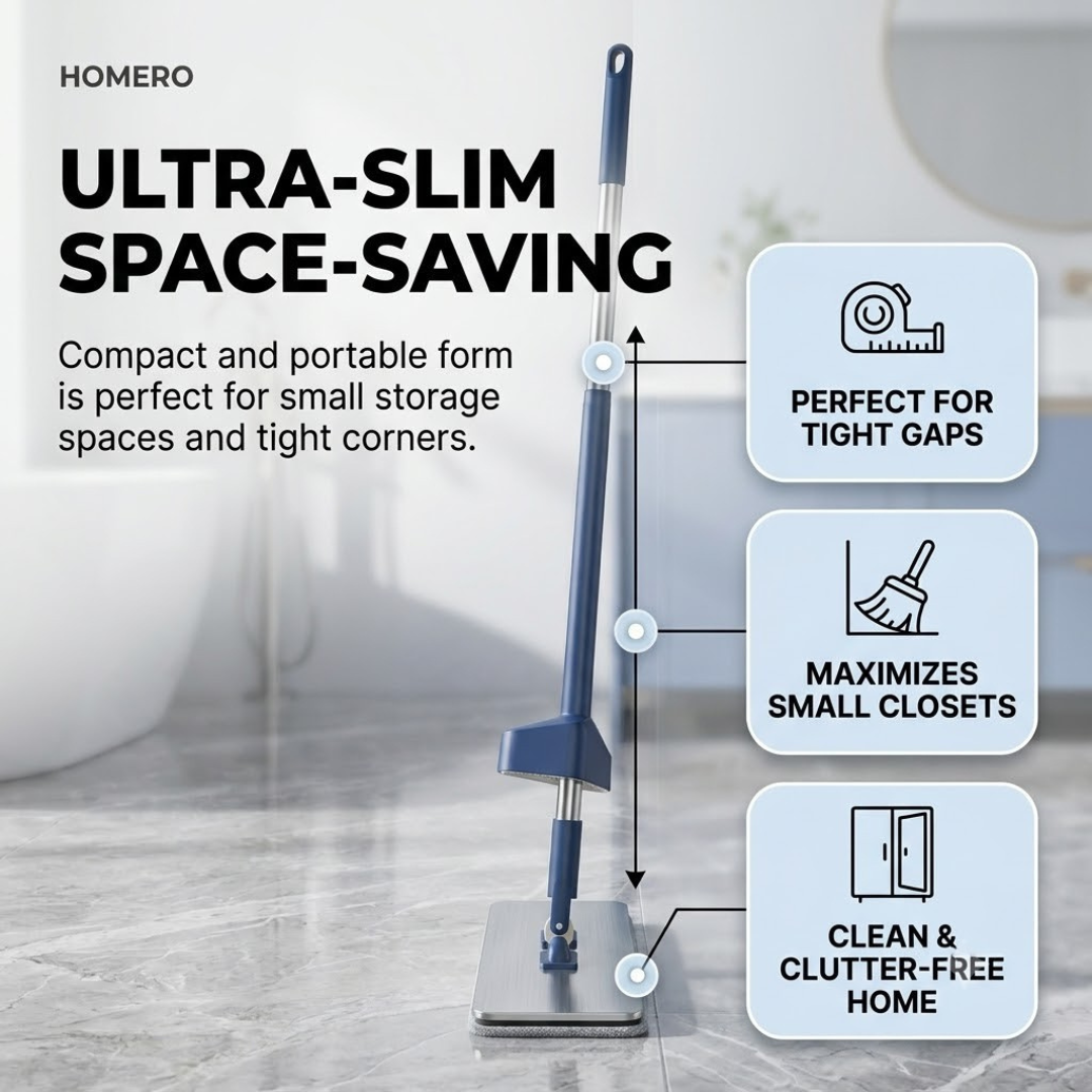 Hands Free 360° Rotating Flat Mop with Stainless Steel Handle
