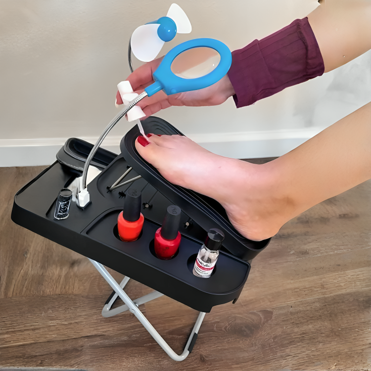 Portable Pedicure Foot Rest Stool with Fan & LED Magnifier