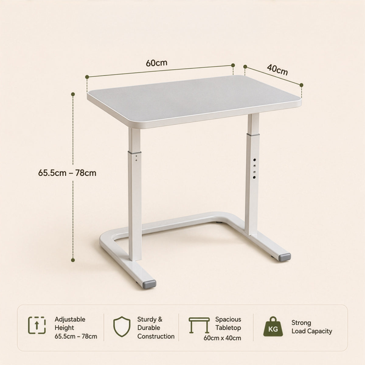 Homero Study Workstation Adjustable Height Mobile Desk