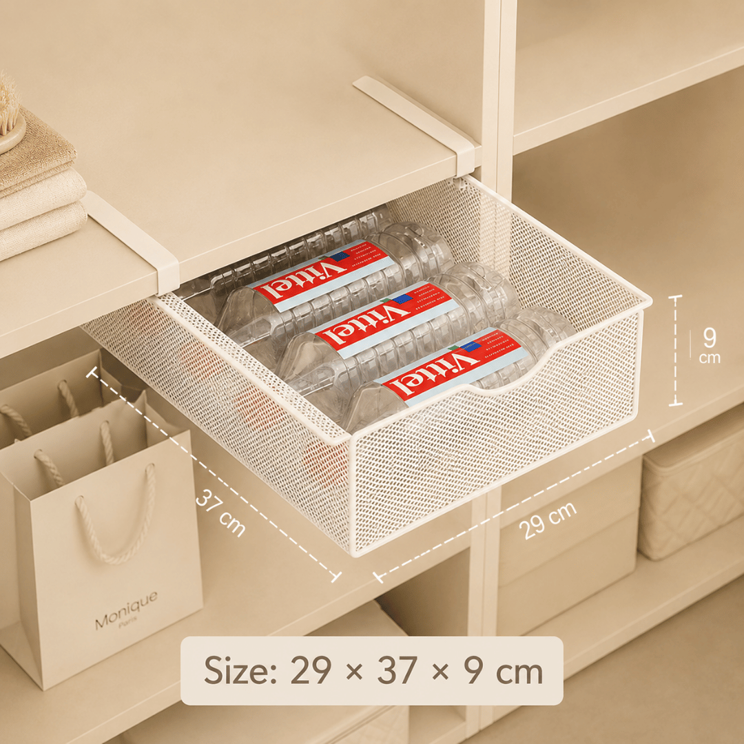 HOMERO Closet Pull Out Basket Smooth Sliding Drawer Organizer