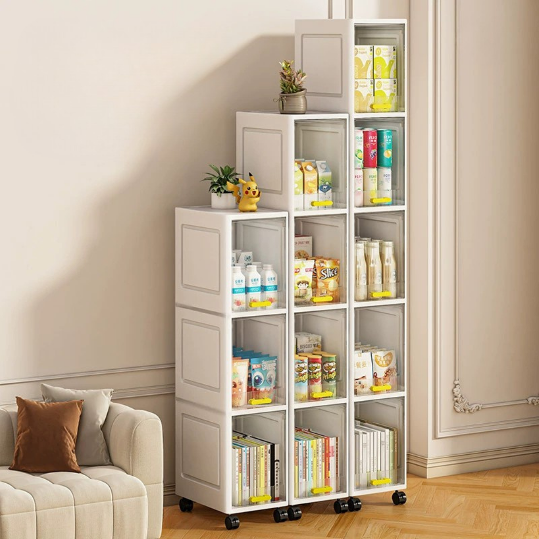 HOMERO Narrow Space-Saving Storage Cabinet with Transparent Door