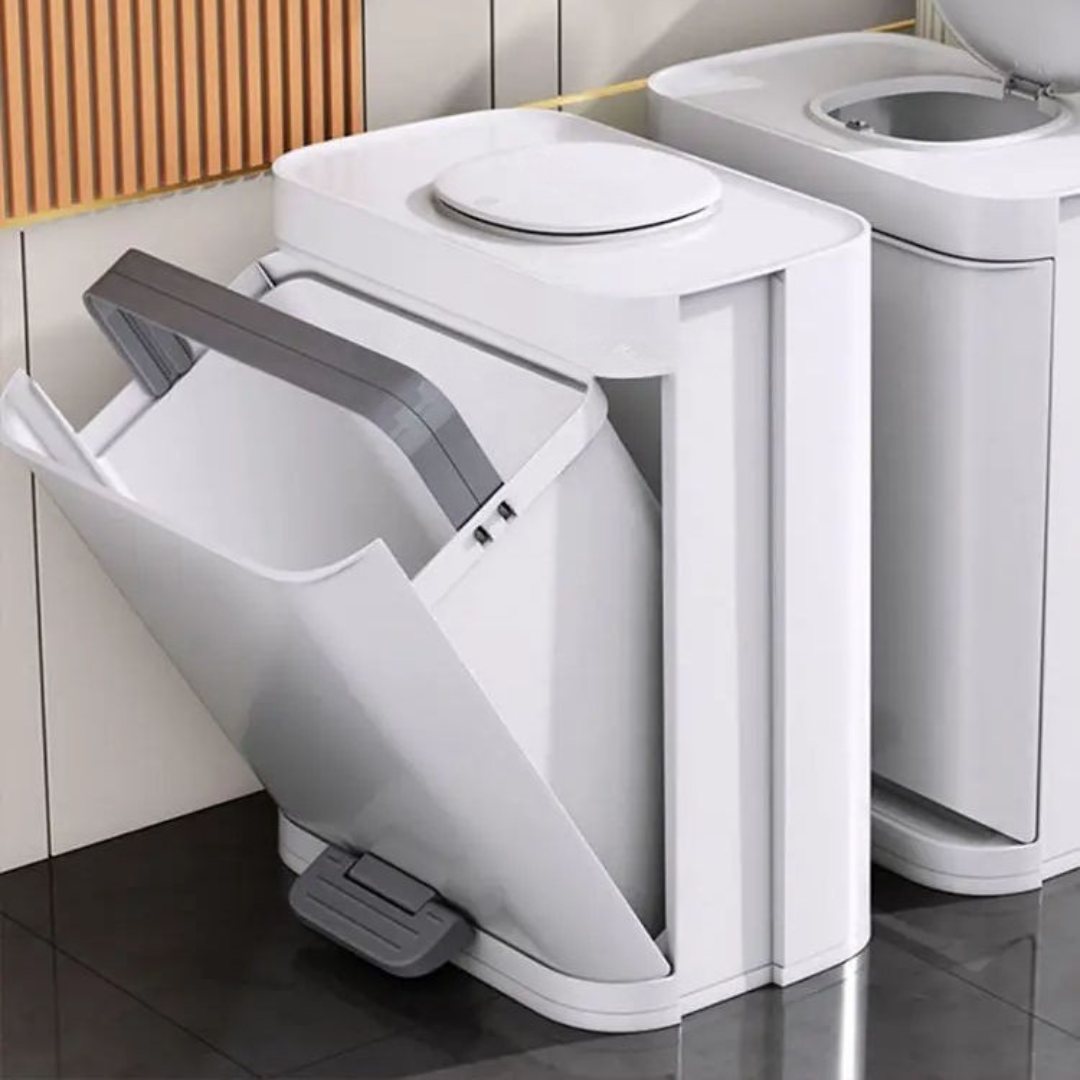 HOMERO Elegant Modern Dual-Opening Lid Slim Foot Pedal Dustbin - 16L Capacity