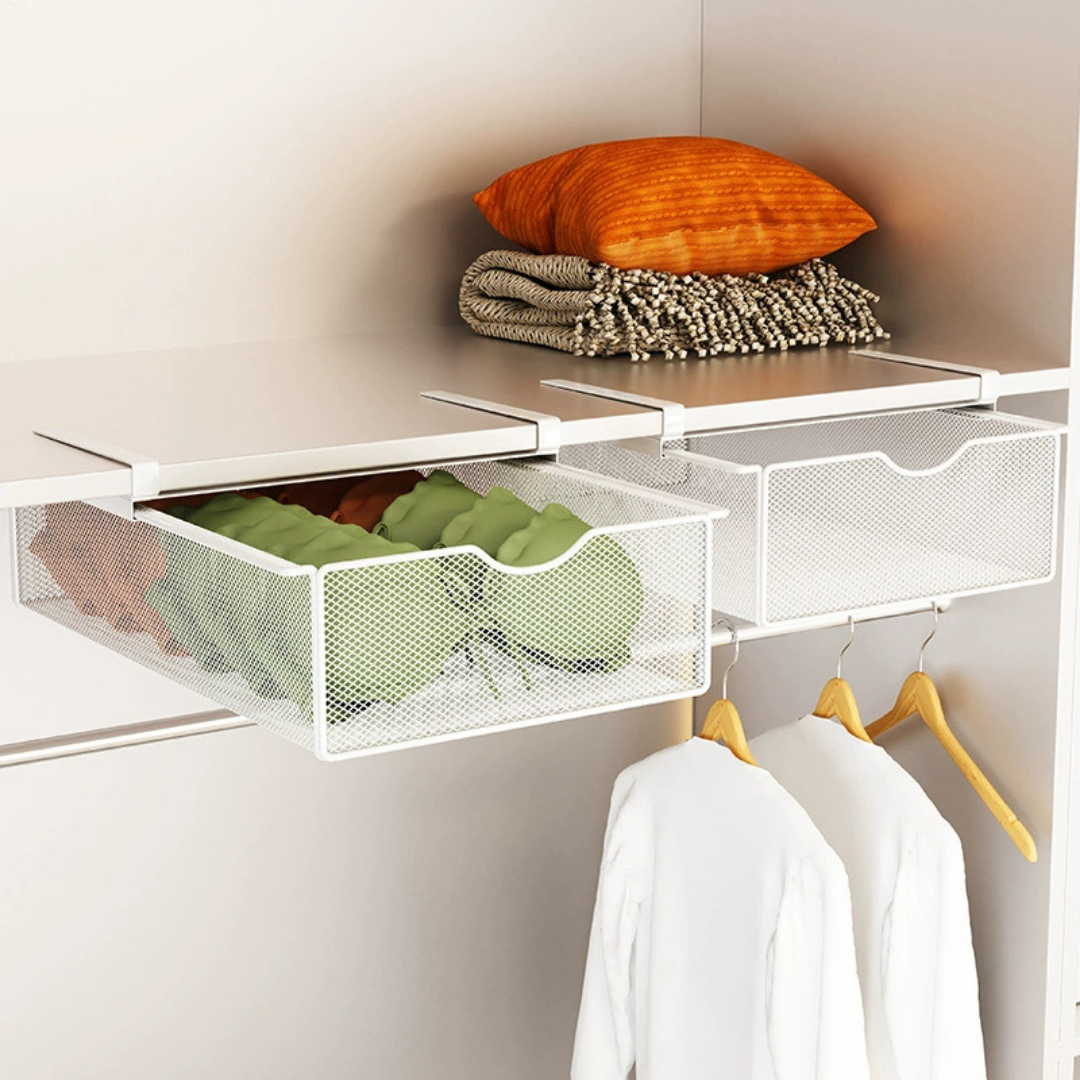 HOMERO Closet Pull Out Basket Smooth Sliding Drawer Organizer