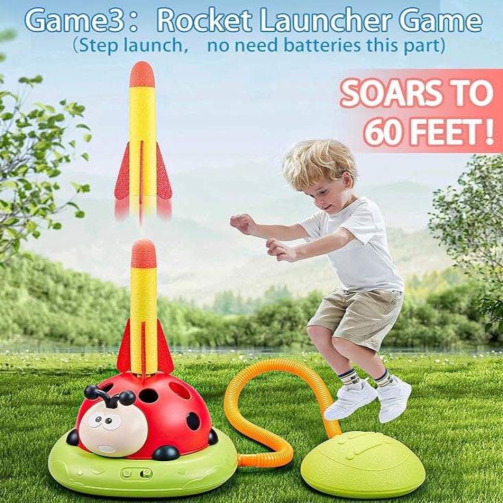 Homero 3 in 1 Musical Jump/Toss Ring/Rocket Launcher Toy for Kids