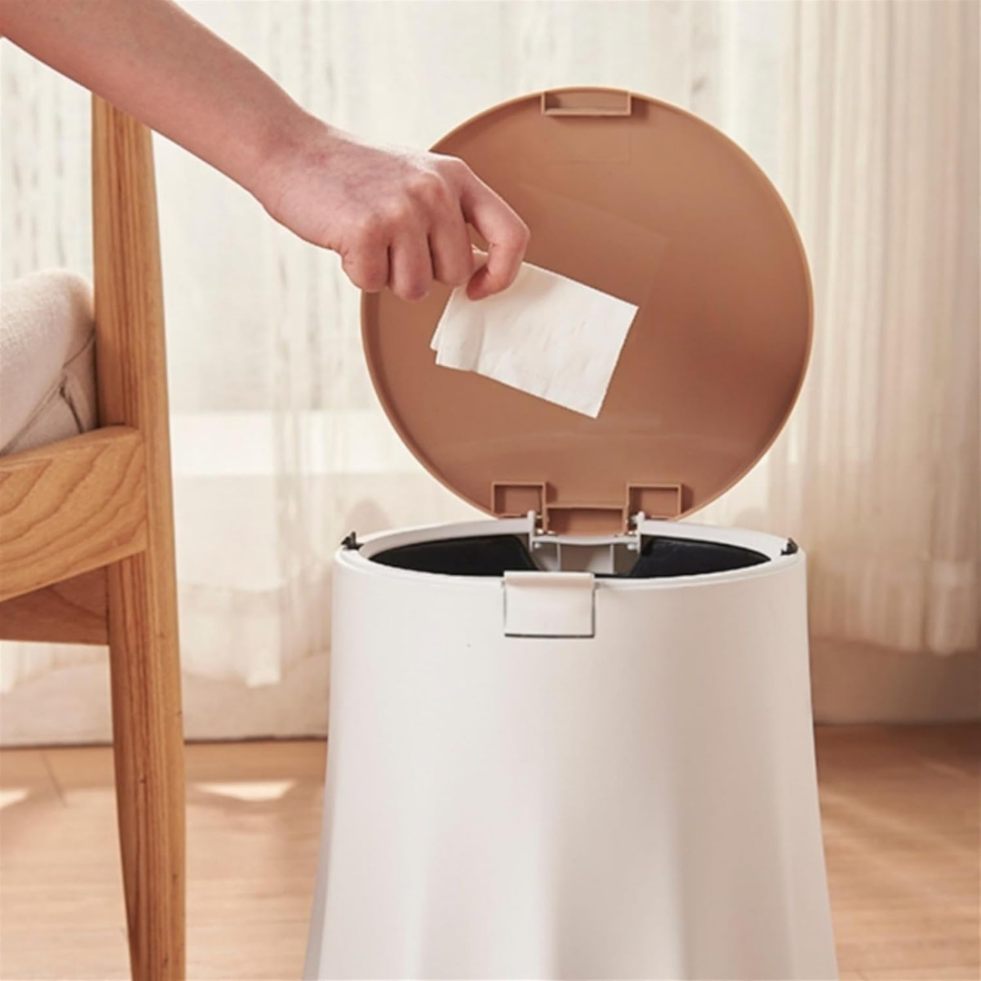 HOMERO Modern Tree Stump Shaped Press Top Trash Can - 10L