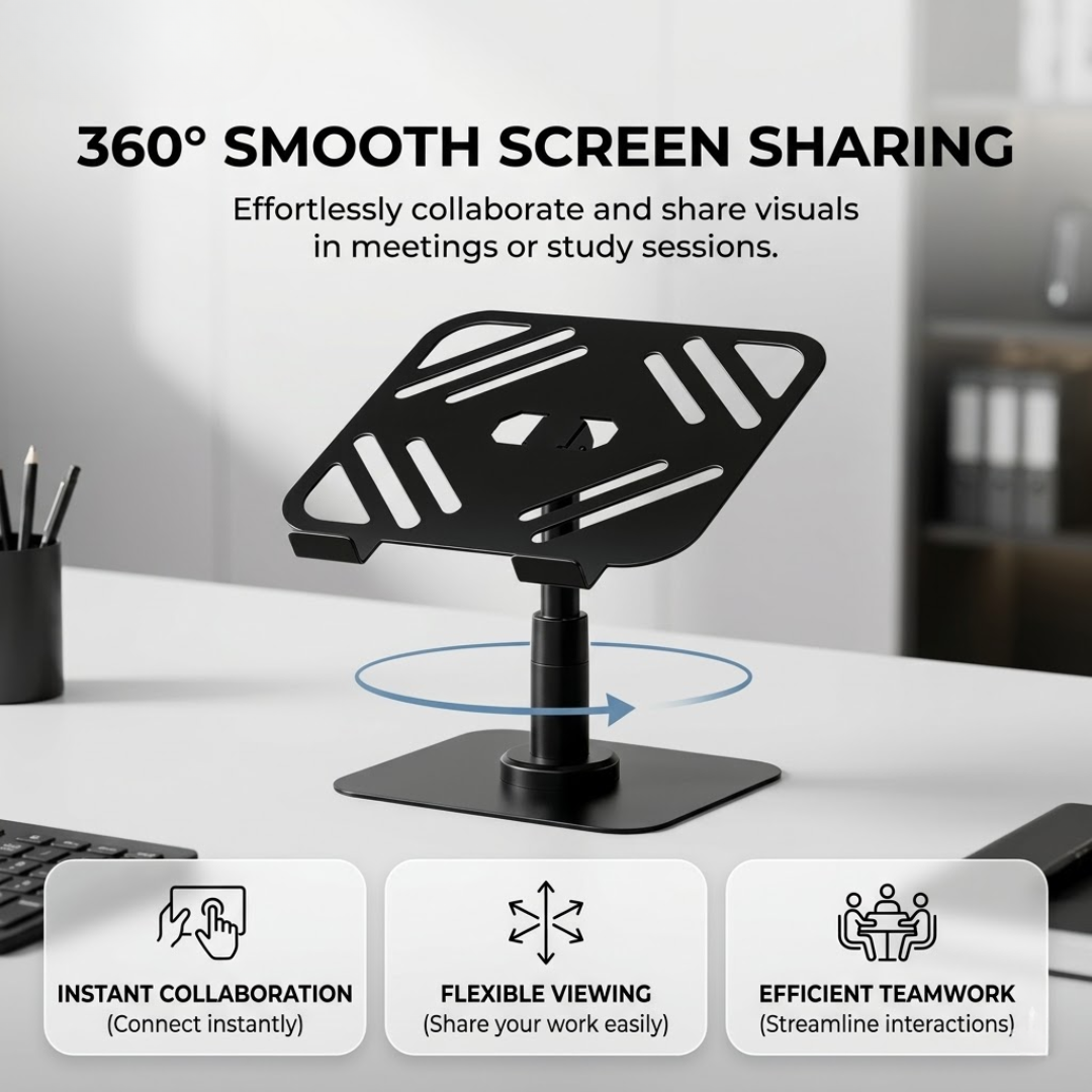 360° Rotating Adjustable Laptop Stand with Cooling Design