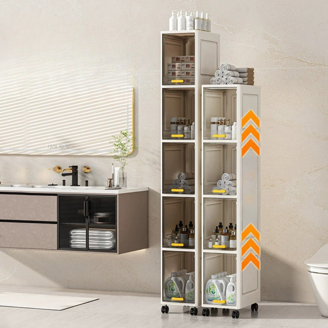 HOMERO Narrow Space-Saving Storage Cabinet with Transparent Door