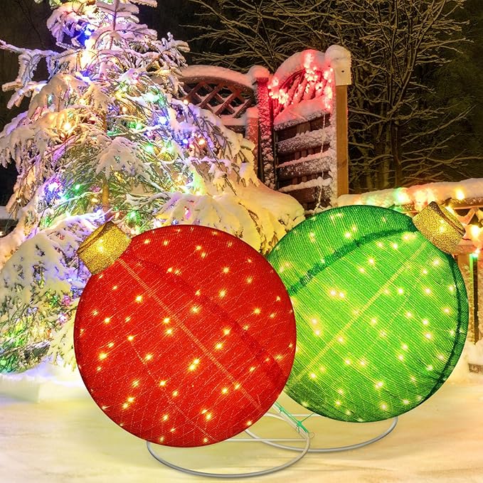 HOMERO 3D Lighted Pop Up Festive Outdoor Decoration Ball Set - 24 Inch