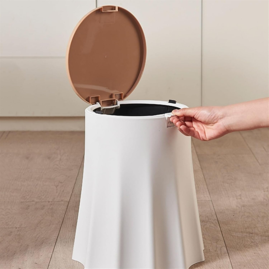 HOMERO Modern Tree Stump Shaped Press Top Trash Can - 10L