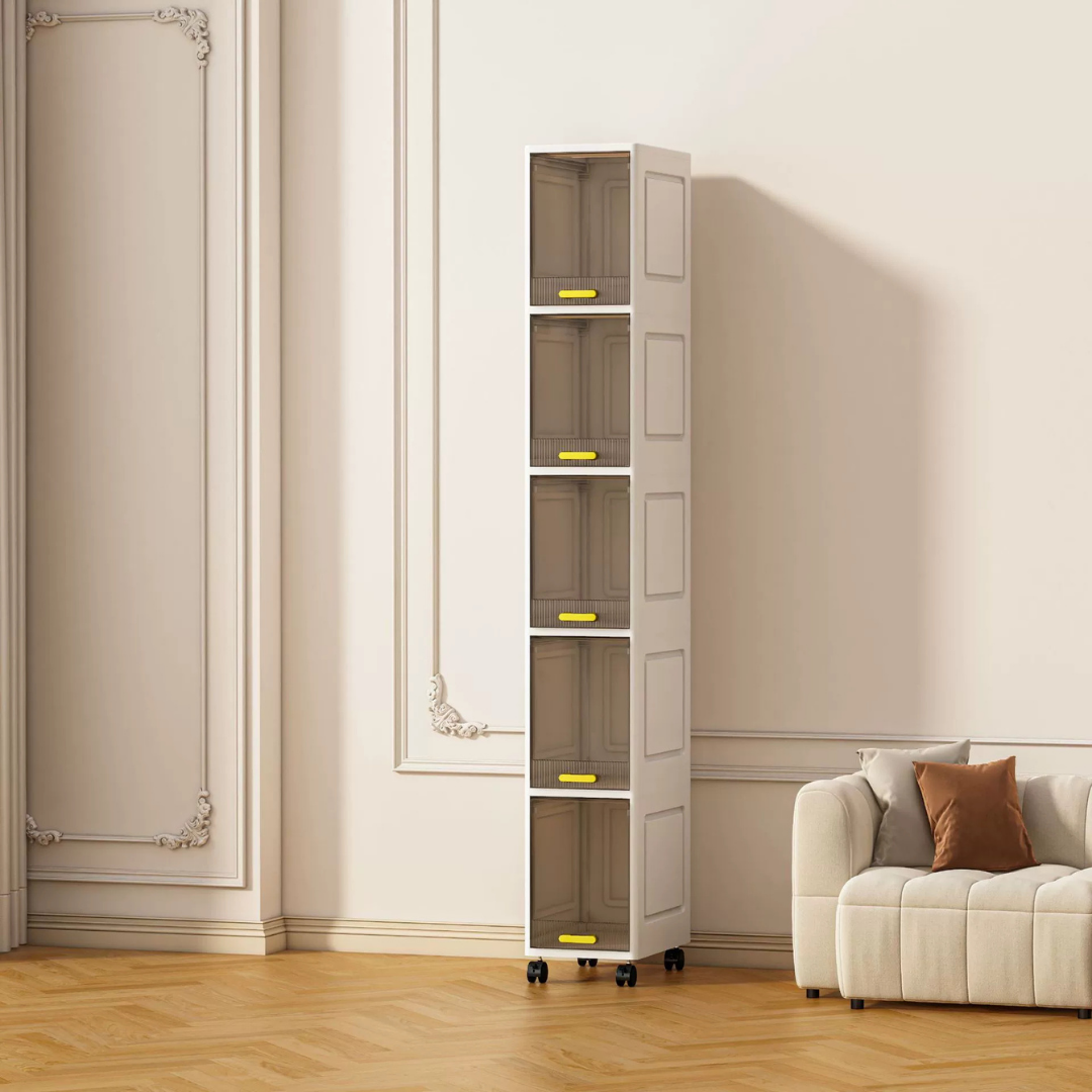 HOMERO Narrow Space-Saving Storage Cabinet with Transparent Door