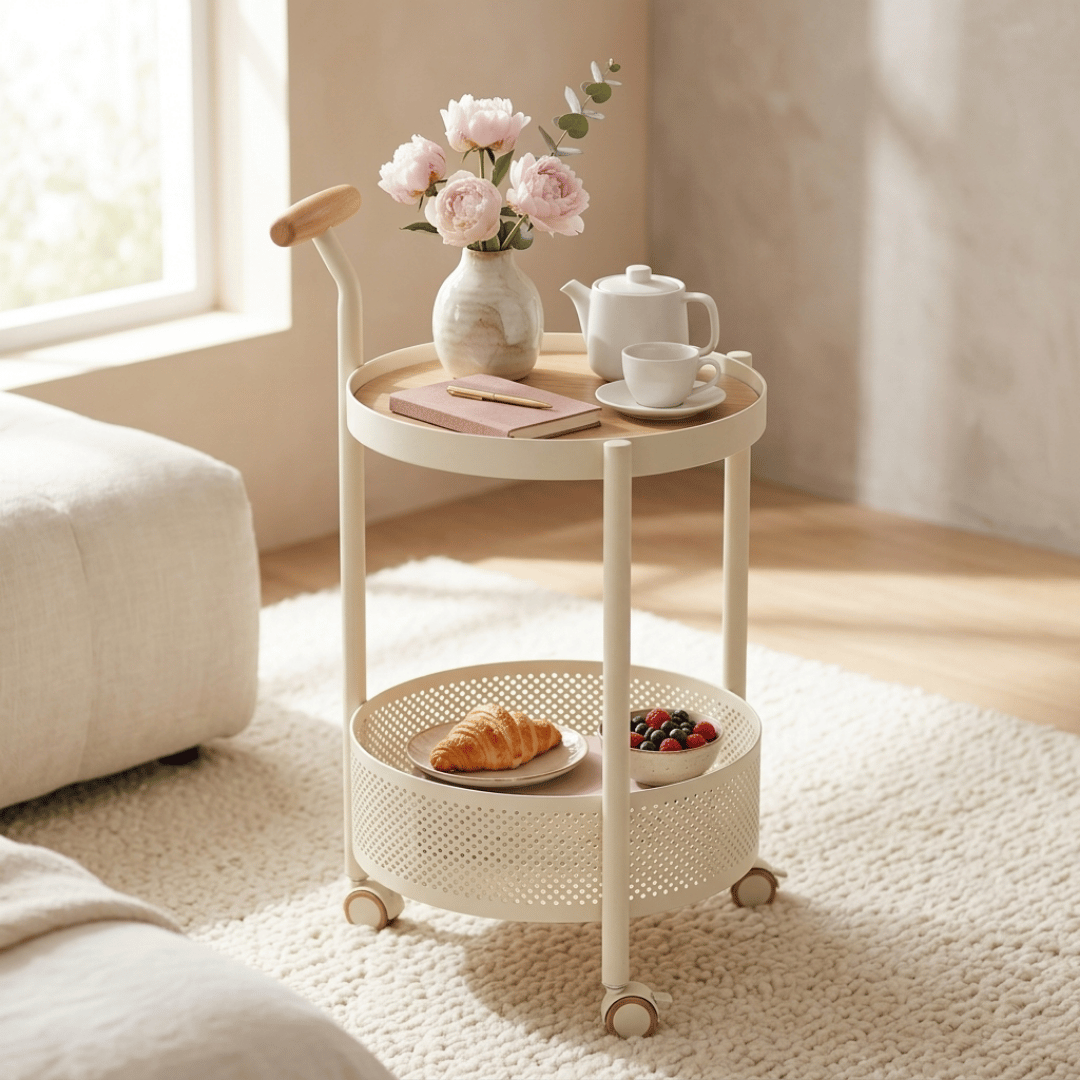 Homero Multipurpose Art Side Table Brown Glass Top - 2 Layer