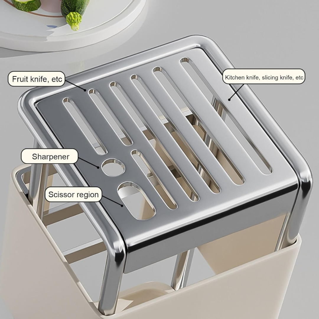 Homero Space-Saving Cutlery Holder Rack with Angled Slots – 24.5cm Compact Design