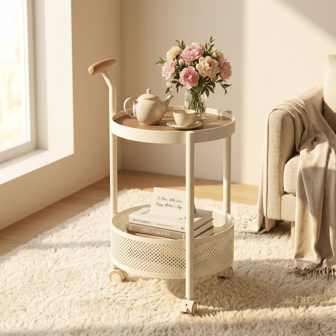 Homero Multipurpose Art Side Table Brown Glass Top - 2 Layer