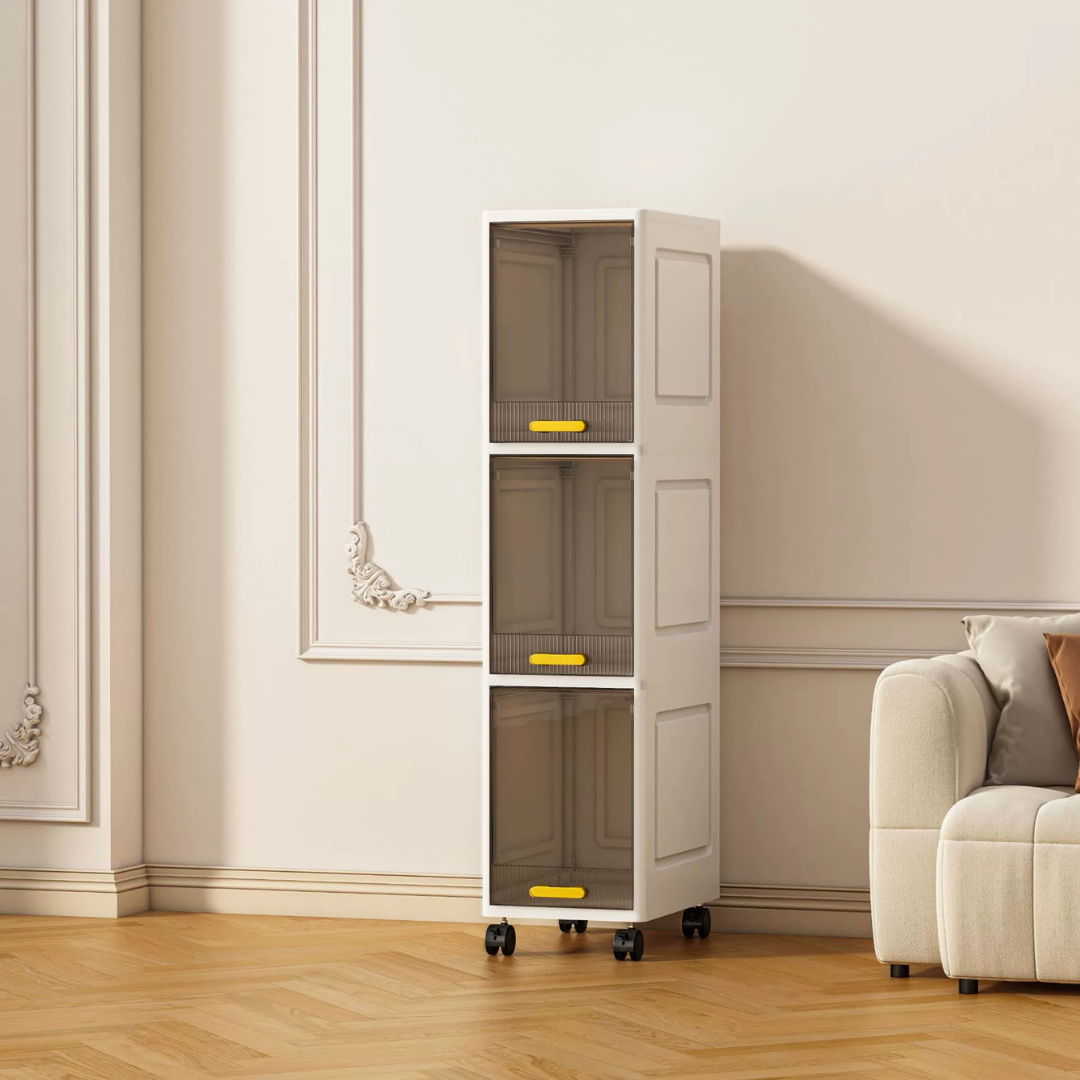 HOMERO Narrow Space-Saving Storage Cabinet with Transparent Door