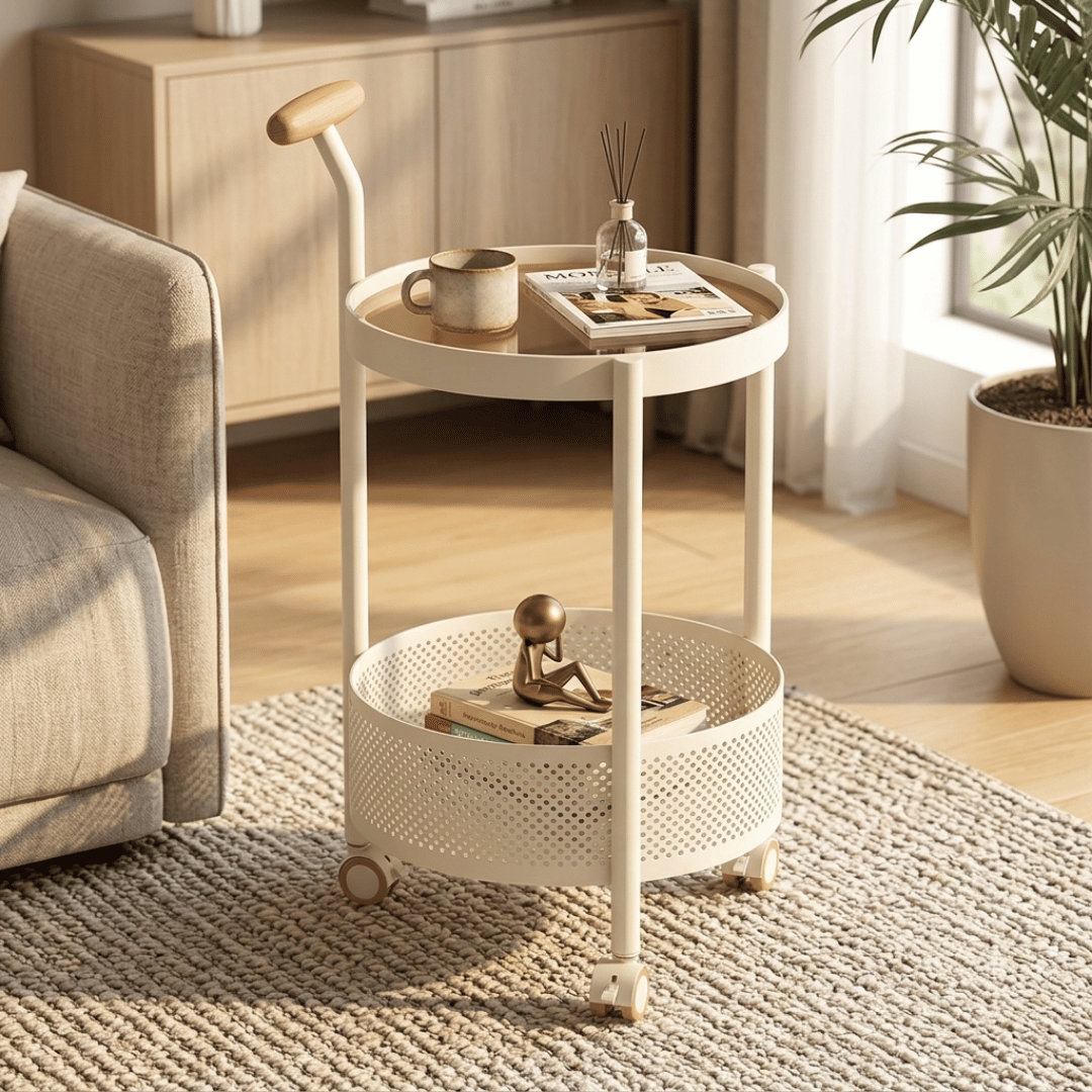 Homero Multipurpose Art Side Table Brown Glass Top - 2 Layer