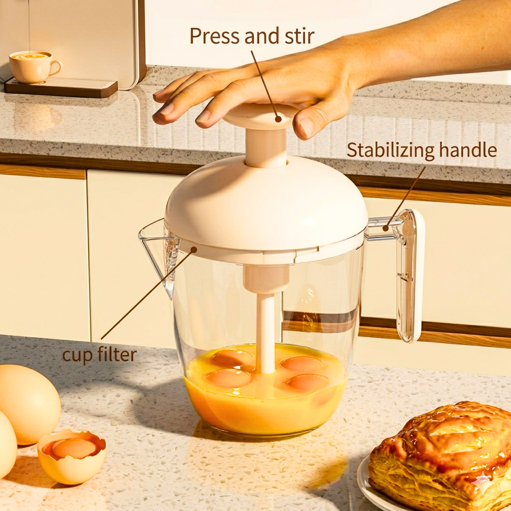 HOMERO Multi-Purpose Ergonomic Design Multi-Blade Manual Egg Mixer