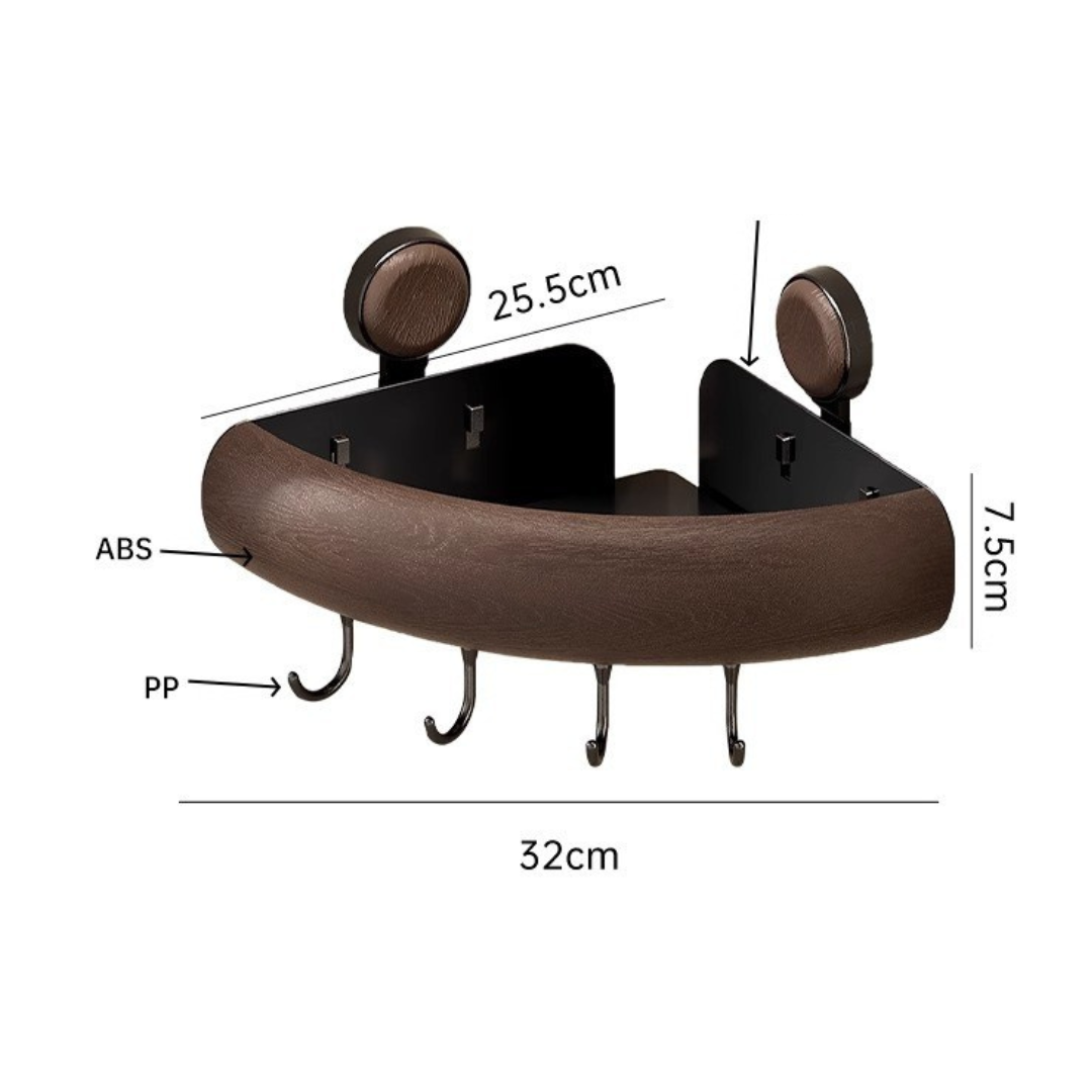 Homero ABS Build Vacuum Adhesion Corner Shelf Rack with Hooks