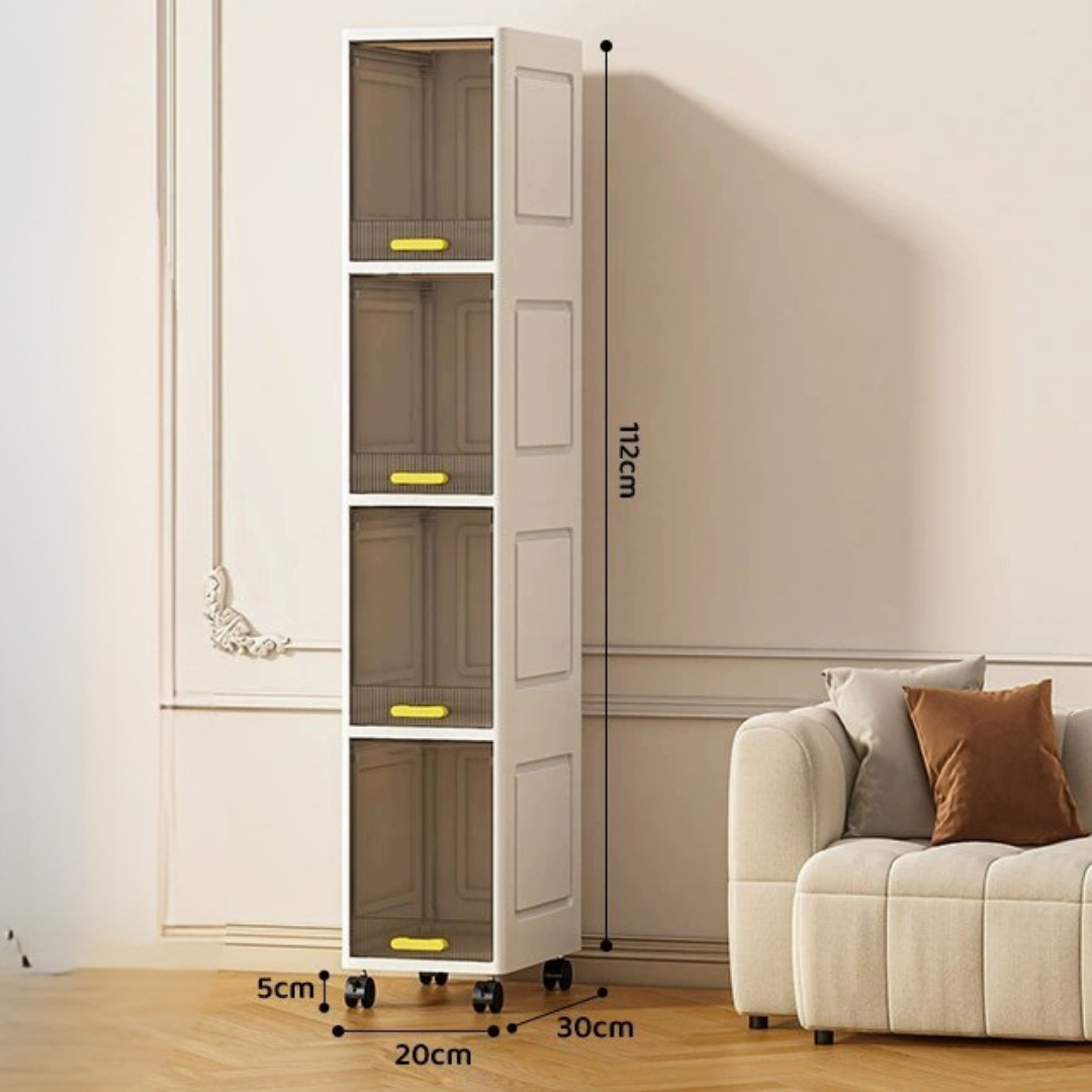 HOMERO Narrow Space-Saving Storage Cabinet with Transparent Door