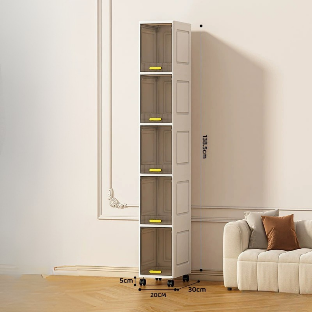 HOMERO Narrow Space-Saving Storage Cabinet with Transparent Door