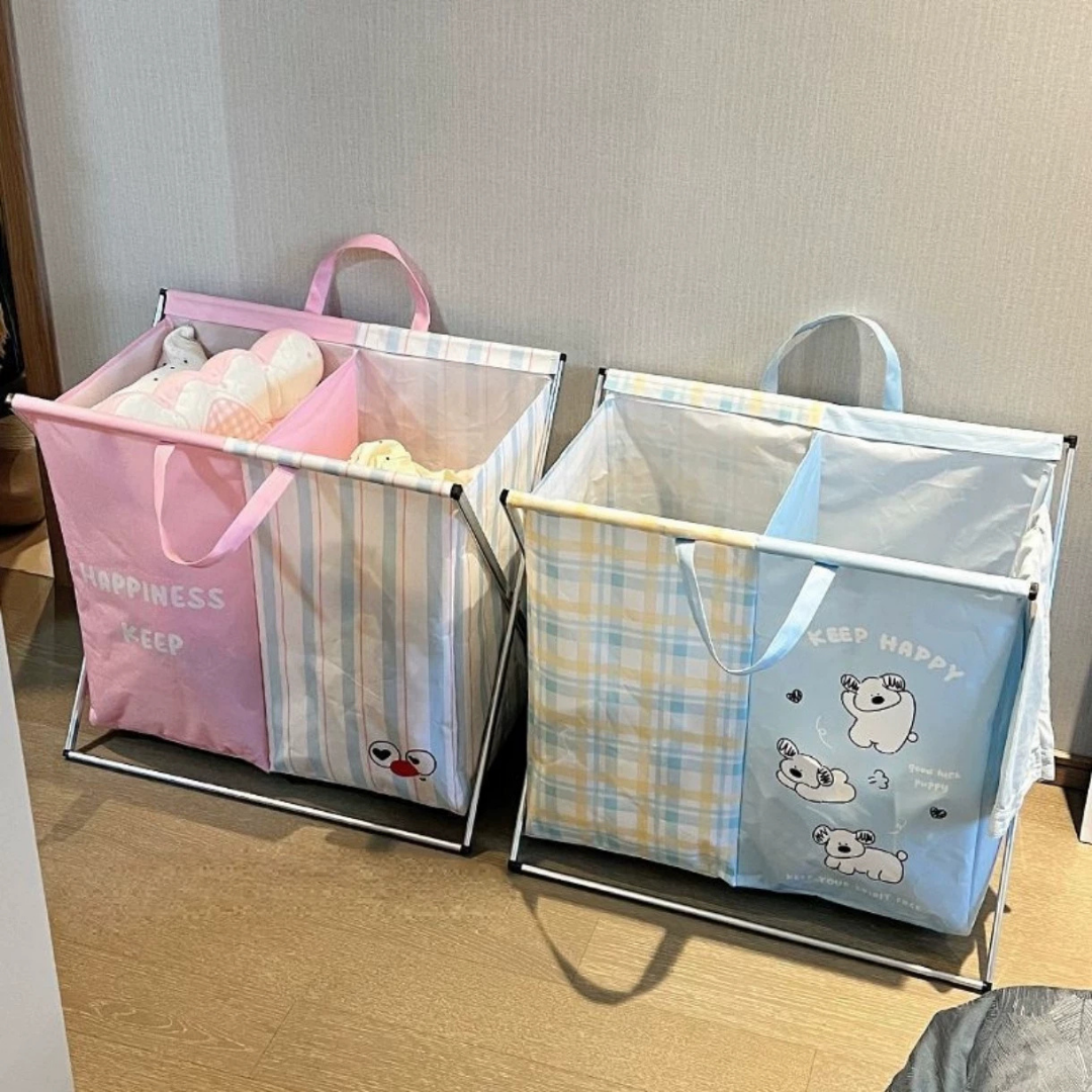 HOMERO Multi-Purpose Dual Compartment Laundry Folding Basket