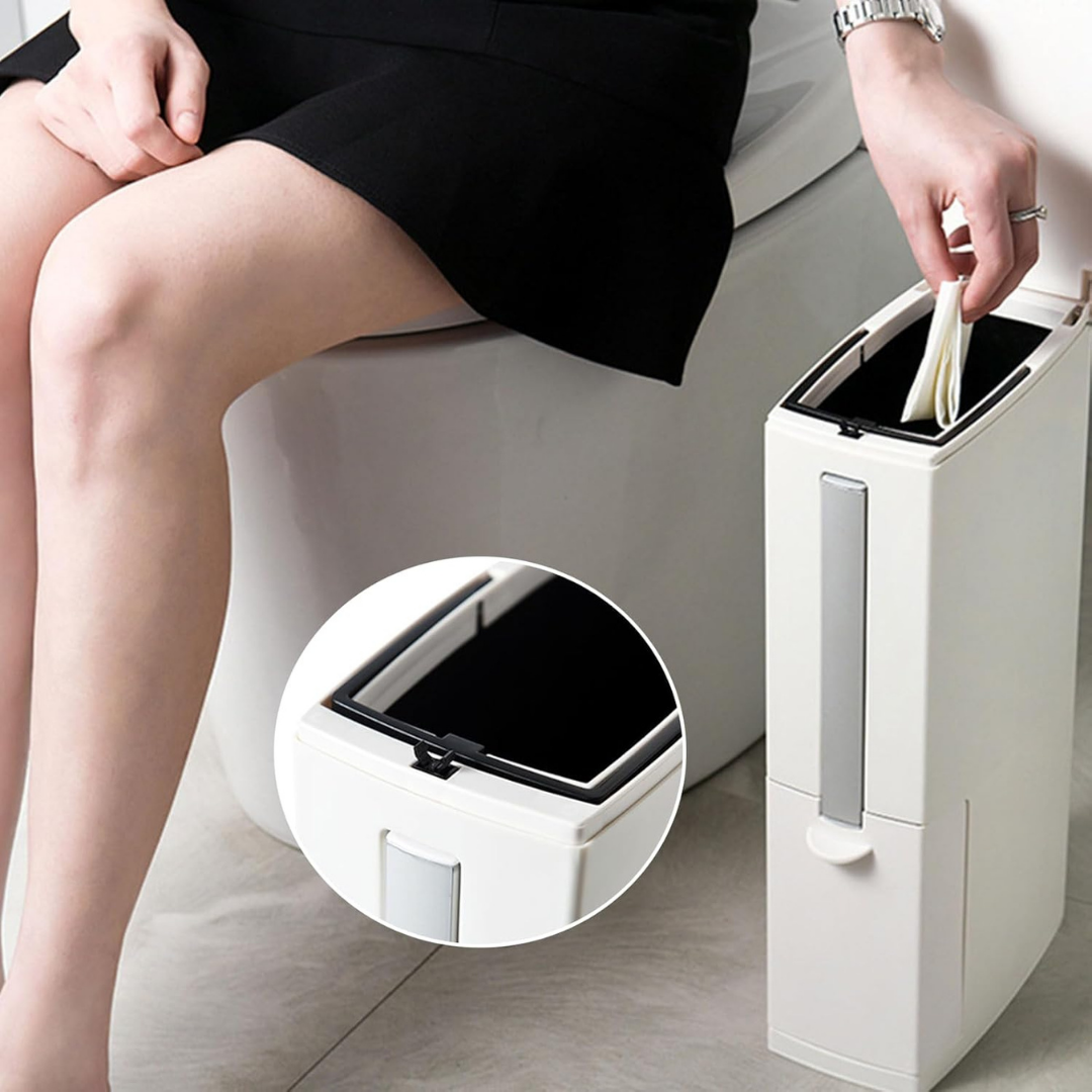 Homero Ultra Slim Bathroom Trash Can with Toilet Brush - 4L