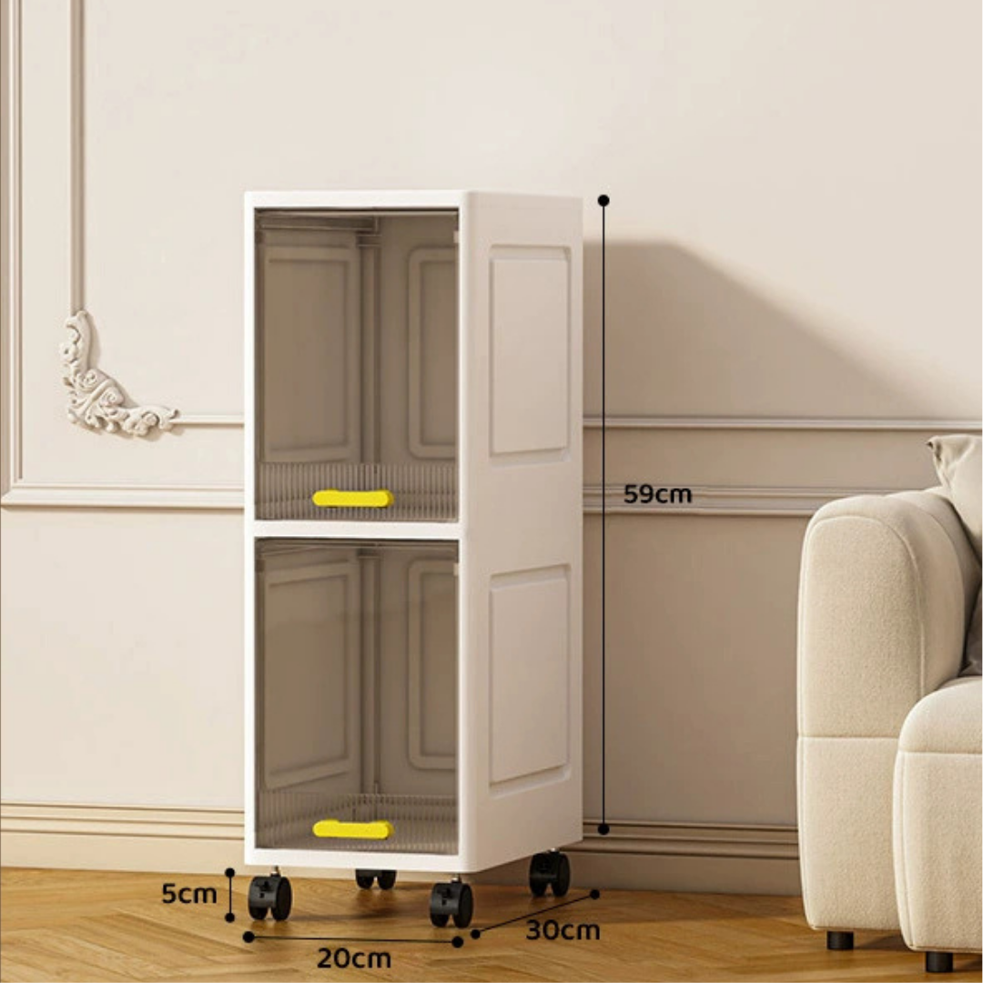 HOMERO Narrow Space-Saving Storage Cabinet with Transparent Door