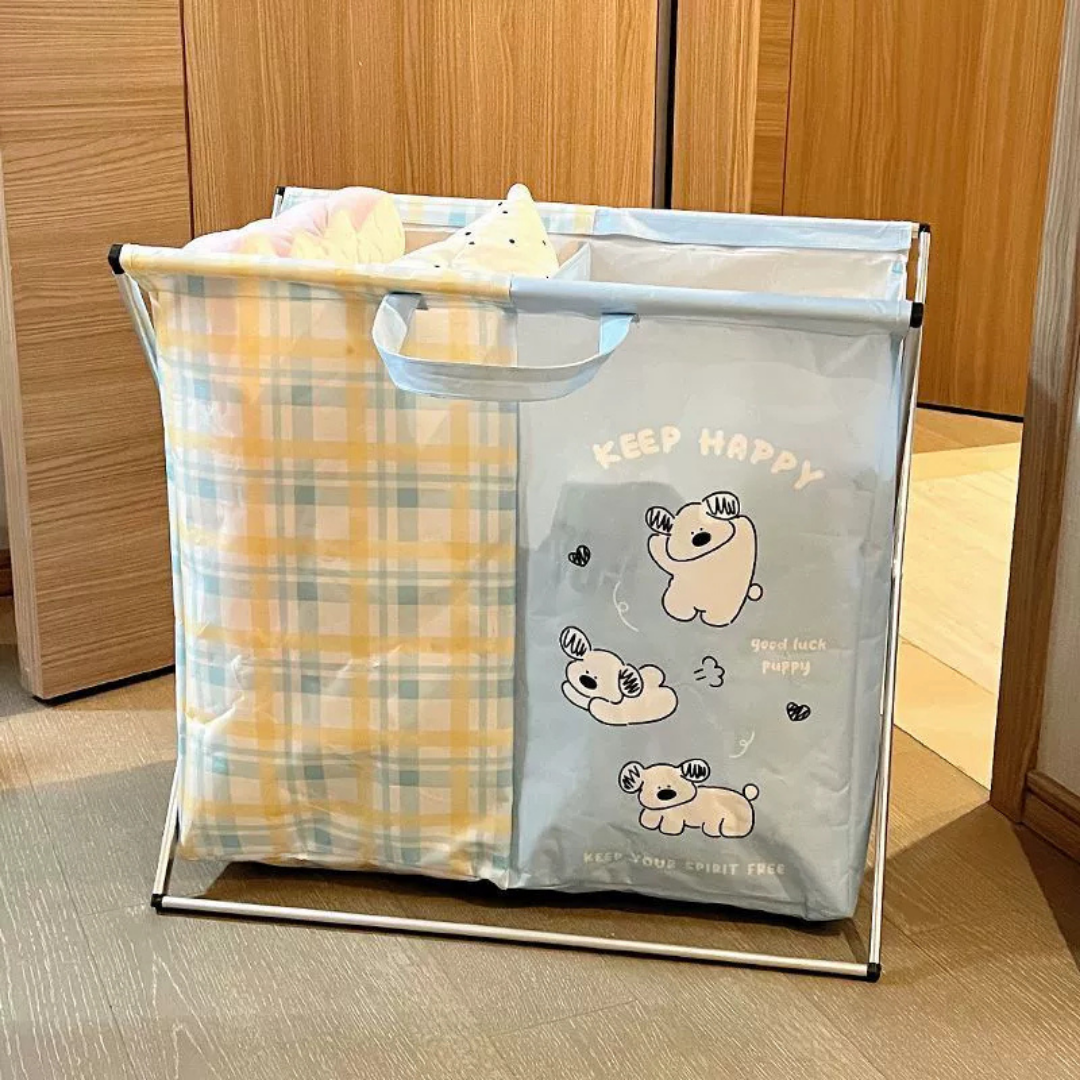 HOMERO Multi-Purpose Dual Compartment Laundry Folding Basket