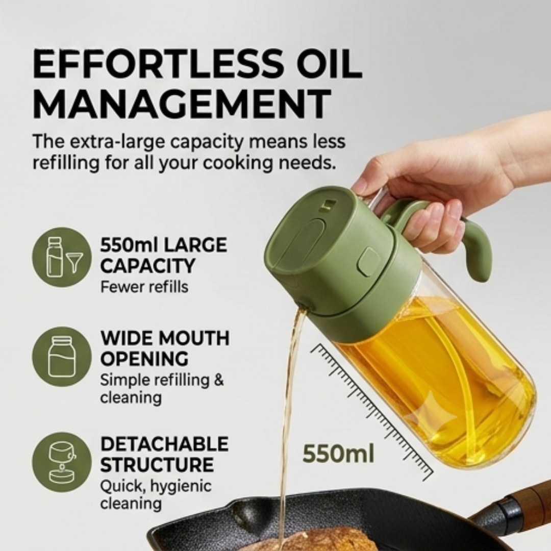 2 in 1 Kitchen Oil Spray Bottle with Pour Spout
