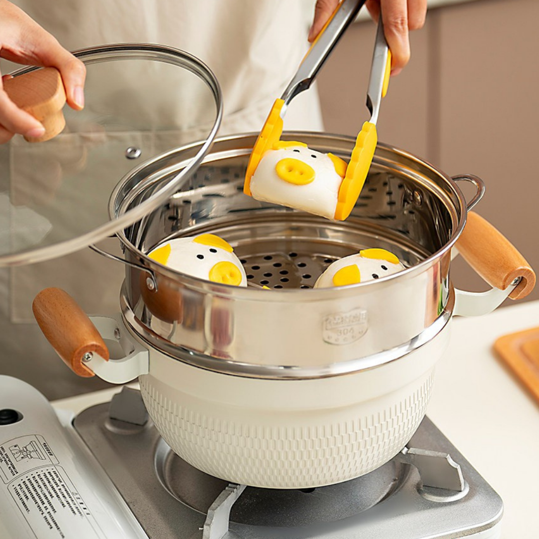 HOMERO Japanese Style Non-Stick Instant Noodle Pot with Beech Wood Handle