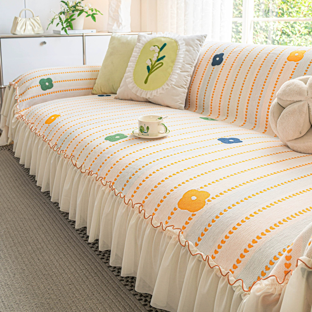 Premium Chenille Floral Anti Slip Soft Sofa Cover