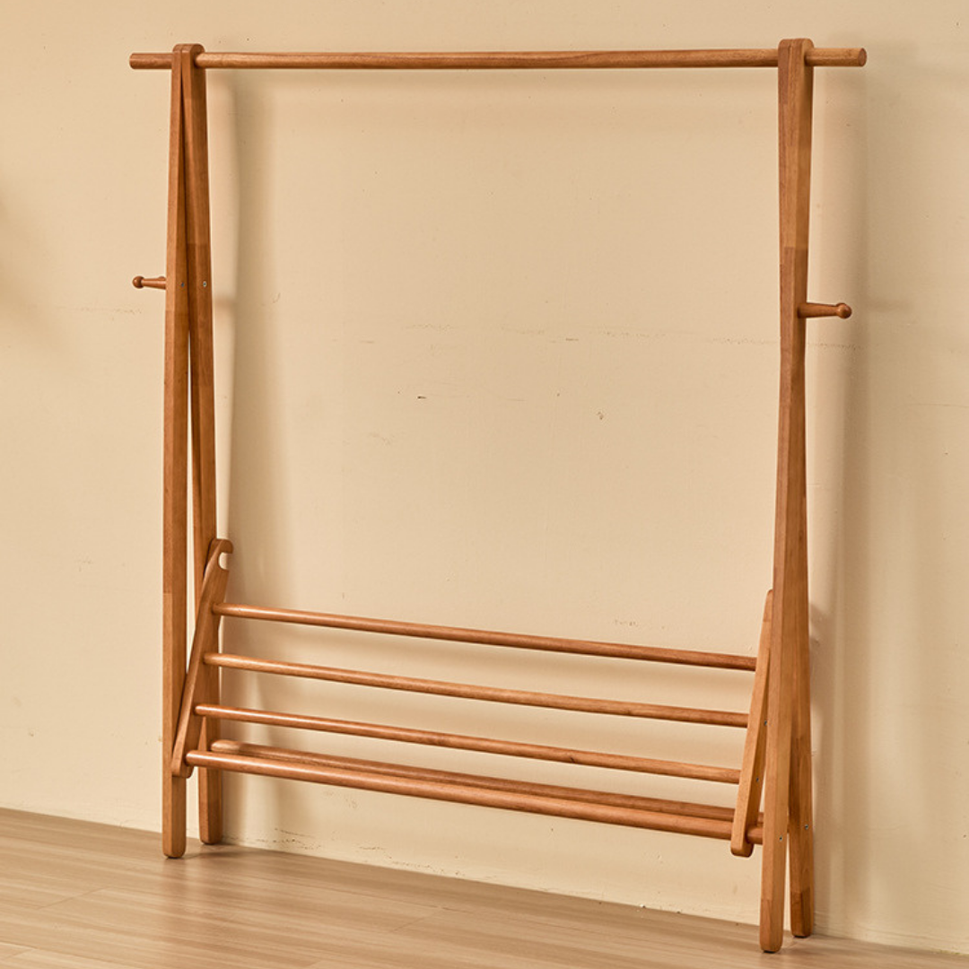 HOMERO Elegant Solid Wood Standing Foldable Organizer Rack