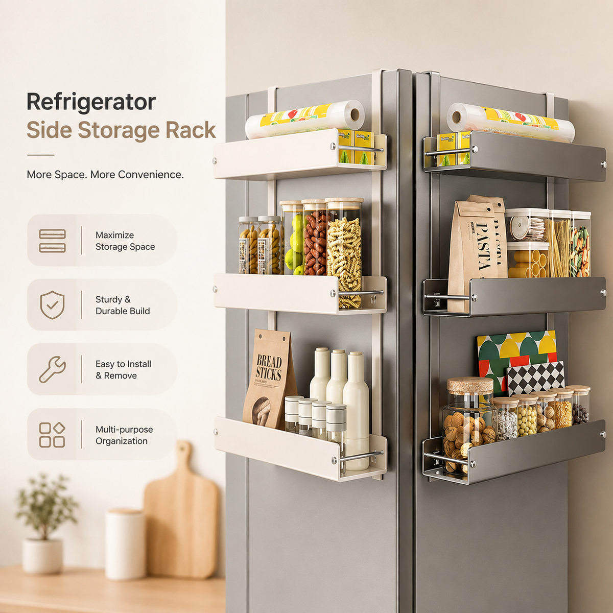 Multi-Layer Carbon Steel Refrigerator Side Storage Rack