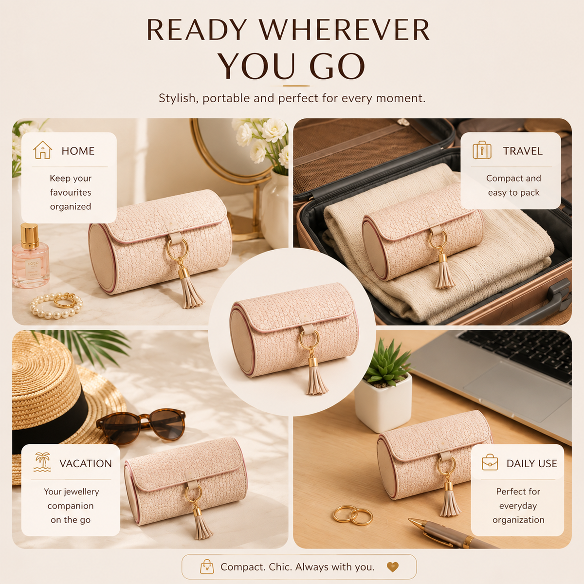 Homero Stylish and Portable 3-Layer Foldable Jewellery Case