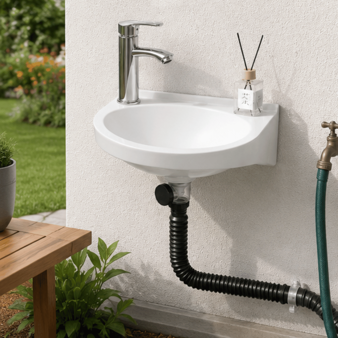 Space Saving Floating Plastic Basin No Drill Sink with Flexible Drainage