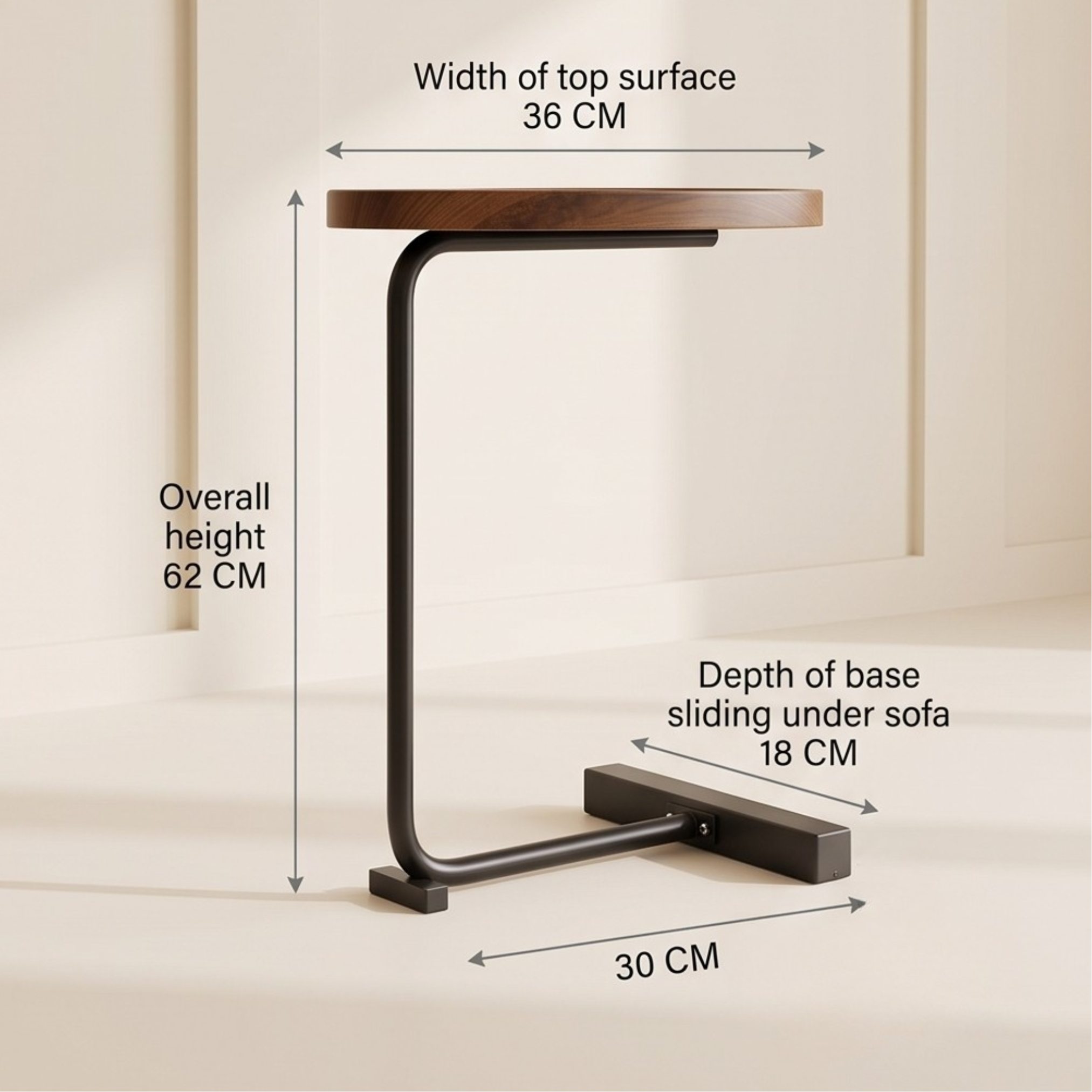 Modern C Shaped Wooden End Table with Smooth Top and Strong Metal Frame (Copy)