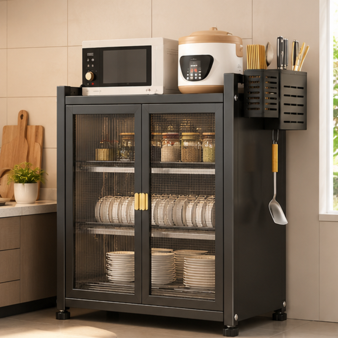 Premium Kitchen Storage Cabinet with Magnetic Doors and Adjustable Shelves