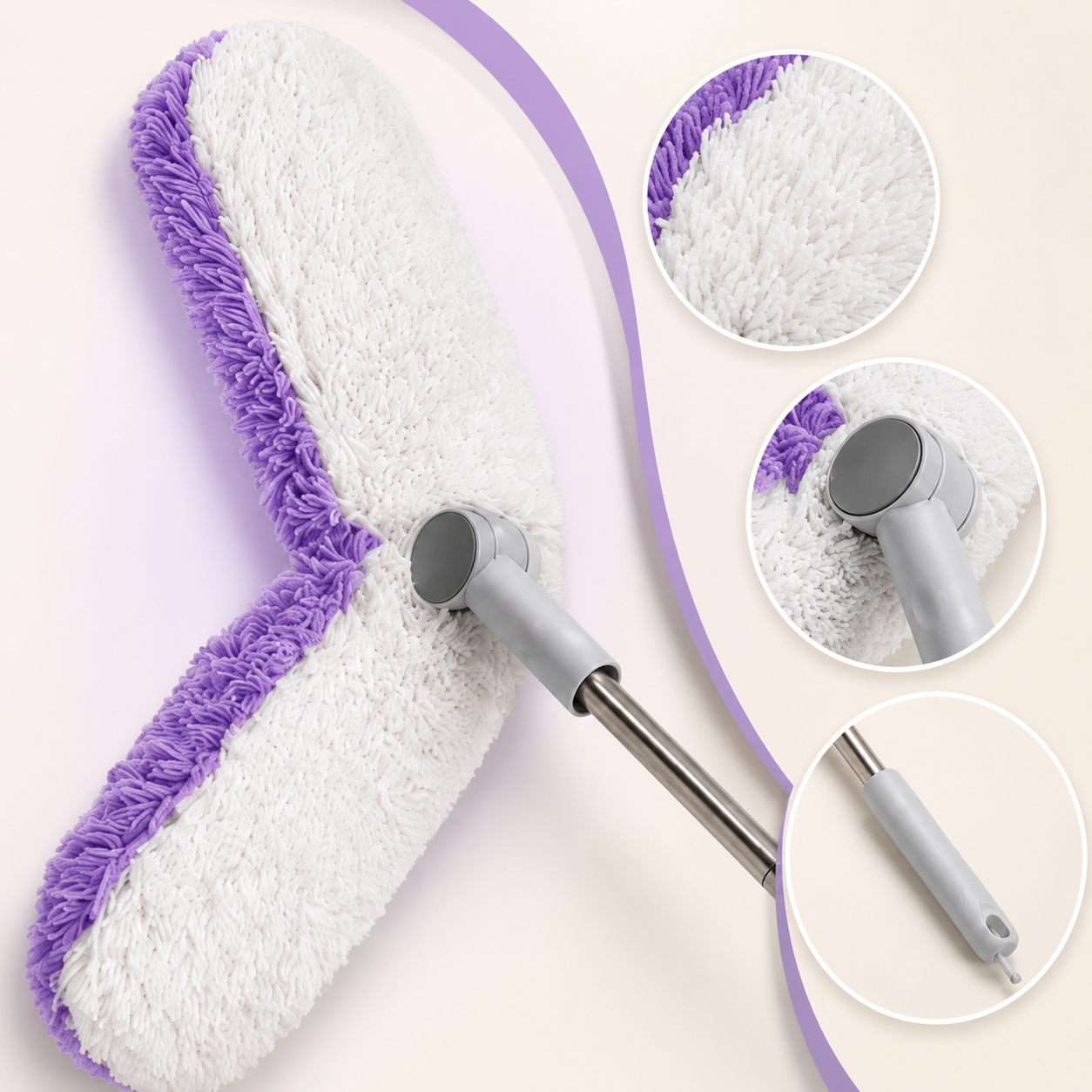 Extendable Dual Head Microfiber Duster with Bendable Cleaning Head