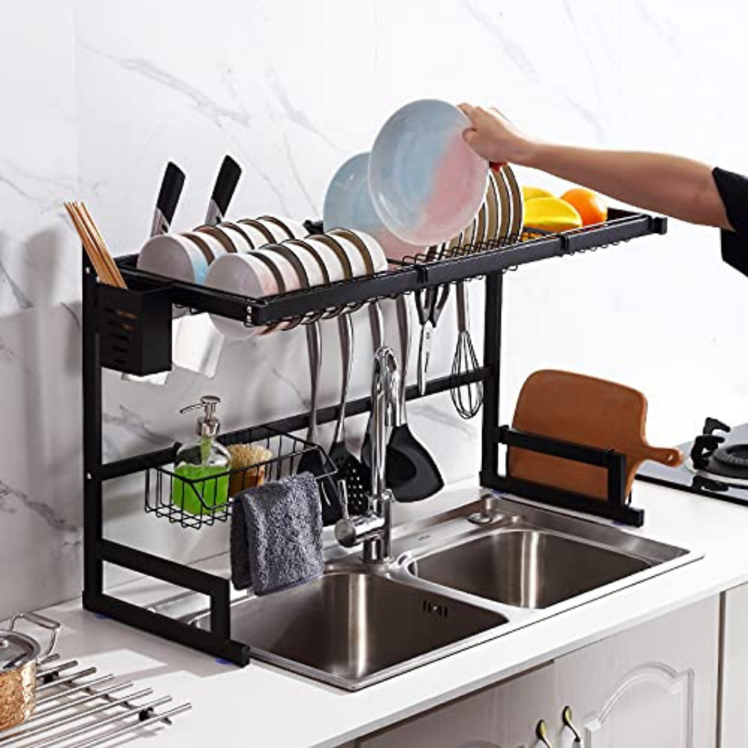 HOMERO Adjustable Multipurpose Over Sink Dish Drying Rack 85cm